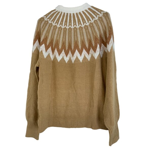 French Connection Essentials Fair Isle Tan Sweater M - Picture 7 of 7